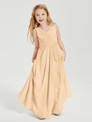 Boho Long Chiffon Bridesmaid Gown Peach