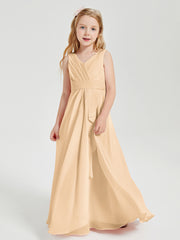 Boho Long Chiffon Bridesmaid Gown Peach