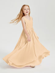 Boho Long Chiffon Bridesmaid Gown Peach