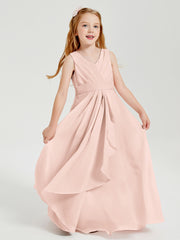 Boho Long Chiffon Bridesmaid Gown Pearl Pink