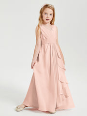 Boho Long Chiffon Bridesmaid Gown Pearl Pink