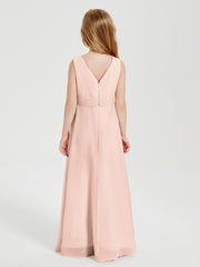Boho Long Chiffon Bridesmaid Gown Pearl Pink
