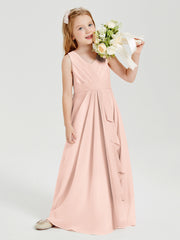 Boho Long Chiffon Bridesmaid Gown Pearl Pink