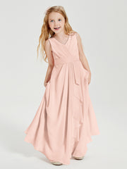 Boho Long Chiffon Bridesmaid Gown Pearl Pink