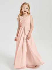 Boho Long Chiffon Bridesmaid Gown Pearl Pink