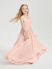 Boho Long Chiffon Bridesmaid Gown Pearl Pink