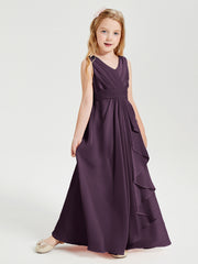 Boho Long Chiffon Bridesmaid Gown Plum
