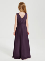 Boho Long Chiffon Bridesmaid Gown Plum