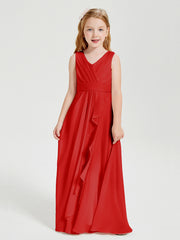Boho Long Chiffon Bridesmaid Gown Red