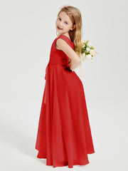 Boho Long Chiffon Bridesmaid Gown Red