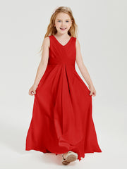 Boho Long Chiffon Bridesmaid Gown Red