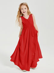 Boho Long Chiffon Bridesmaid Gown Red