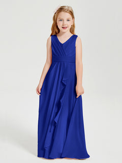 Boho Long Chiffon Bridesmaid Gown Royal Blue