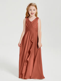 Boho Long Chiffon Bridesmaid Gown Rust