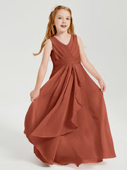 Boho Long Chiffon Bridesmaid Gown Rust