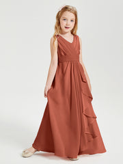 Boho Long Chiffon Bridesmaid Gown Rust