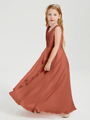 Boho Long Chiffon Bridesmaid Gown Rust