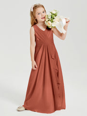 Boho Long Chiffon Bridesmaid Gown Rust