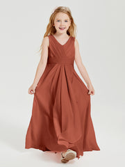 Boho Long Chiffon Bridesmaid Gown Rust
