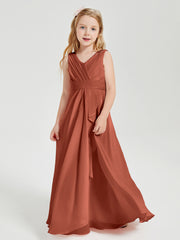 Boho Long Chiffon Bridesmaid Gown Rust