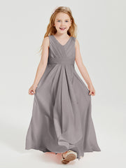 Boho Long Chiffon Bridesmaid Gown Silver