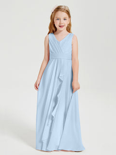 Boho Long Chiffon Bridesmaid Gown Sky Blue