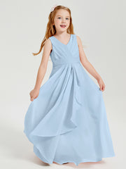 Boho Long Chiffon Bridesmaid Gown Sky Blue