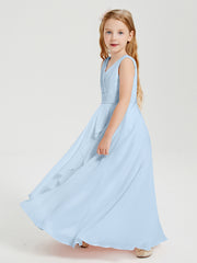 Boho Long Chiffon Bridesmaid Gown Sky Blue