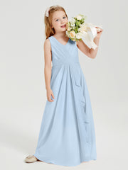 Boho Long Chiffon Bridesmaid Gown Sky Blue