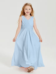Boho Long Chiffon Bridesmaid Gown Sky Blue