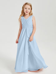 Boho Long Chiffon Bridesmaid Gown Sky Blue