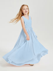 Boho Long Chiffon Bridesmaid Gown Sky Blue