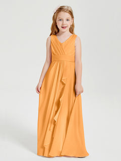 Boho Long Chiffon Bridesmaid Gown Tangerine