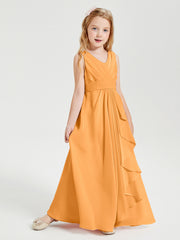 Boho Long Chiffon Bridesmaid Gown Tangerine