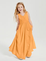 Boho Long Chiffon Bridesmaid Gown Tangerine