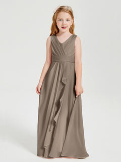 Boho Long Chiffon Bridesmaid Gown Taupe