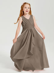 Boho Long Chiffon Bridesmaid Gown Taupe