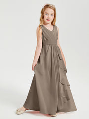 Boho Long Chiffon Bridesmaid Gown Taupe