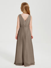 Boho Long Chiffon Bridesmaid Gown Taupe