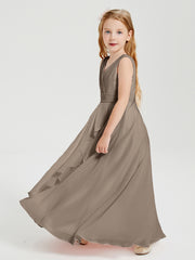 Boho Long Chiffon Bridesmaid Gown Taupe