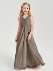 Boho Long Chiffon Bridesmaid Gown Taupe