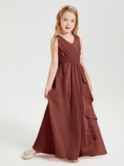 Boho Long Chiffon Bridesmaid Gown Terracotta