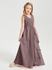 Boho Long Chiffon Bridesmaid Gown Vintage Mauve