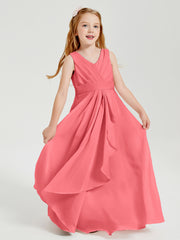 Boho Long Chiffon Bridesmaid Gown Watermelon