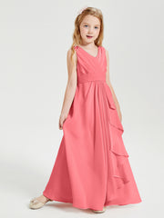 Boho Long Chiffon Bridesmaid Gown Watermelon