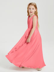 Boho Long Chiffon Bridesmaid Gown Watermelon