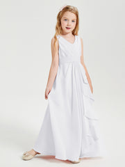 Boho Long Chiffon Bridesmaid Gown White