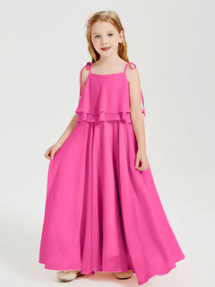 Chiffon Junior Bridesmaid Dresses Long Cascading Skirt Azalea