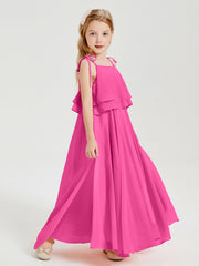 Chiffon Junior Bridesmaid Dresses Long Cascading Skirt Azalea