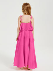 Chiffon Junior Bridesmaid Dresses Long Cascading Skirt Azalea